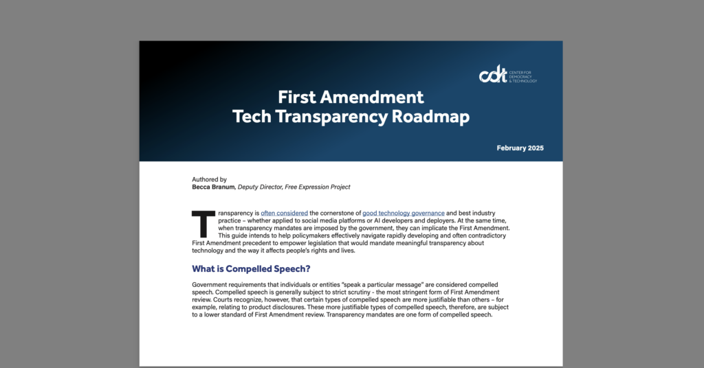 First Amendment Tech Transparency Roadmap