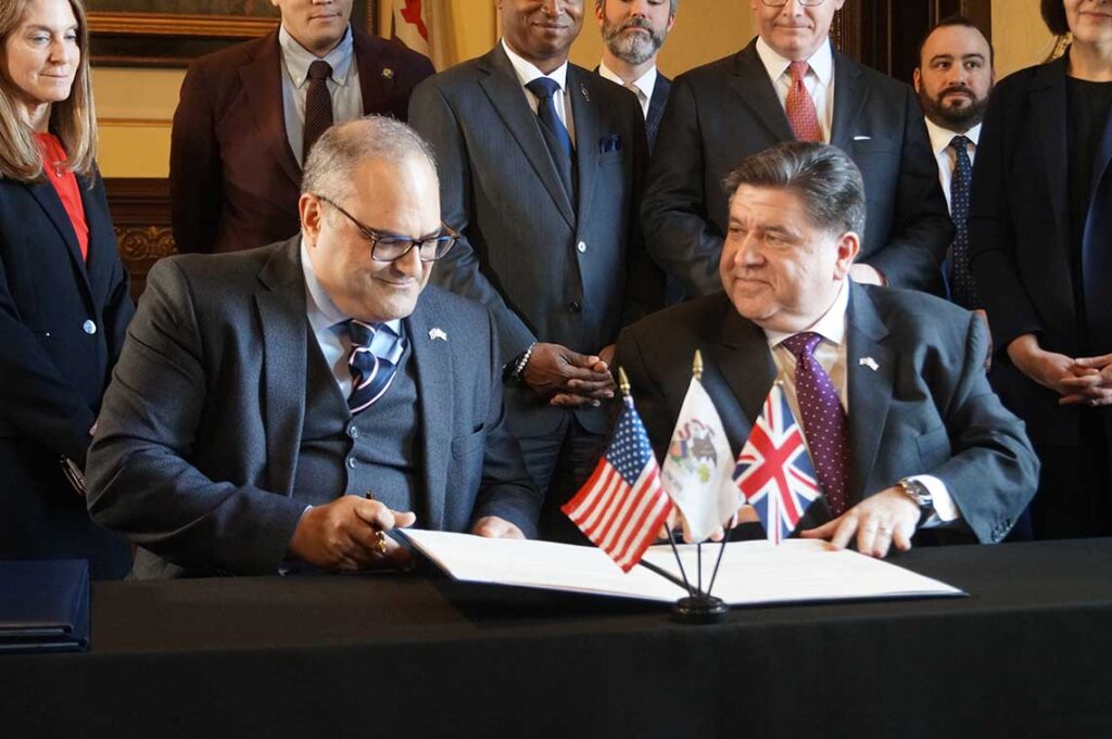 Amid global tariff war, Pritzker vows to be ‘stable’ trading partner with United Kingdom