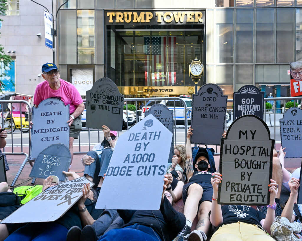 July 4 protesters in Midtown sound the alarm against Trump’s ‘Big Beautiful Bill,’ now the law of the land