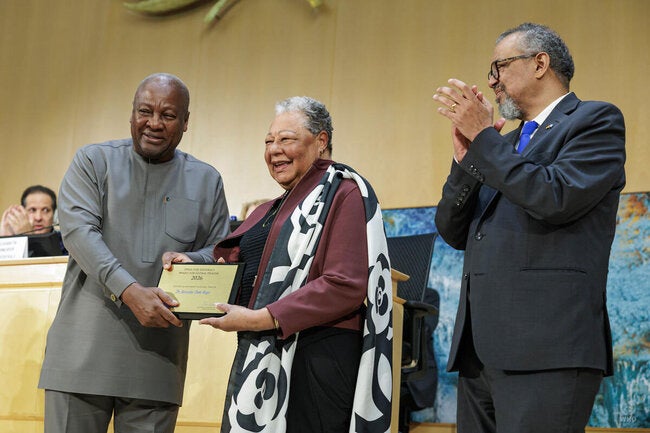Bahamian public health leader Dr. Merceline Dahl-Regis receives WHO Global Health Leaders Award at 79th World Health Assembly