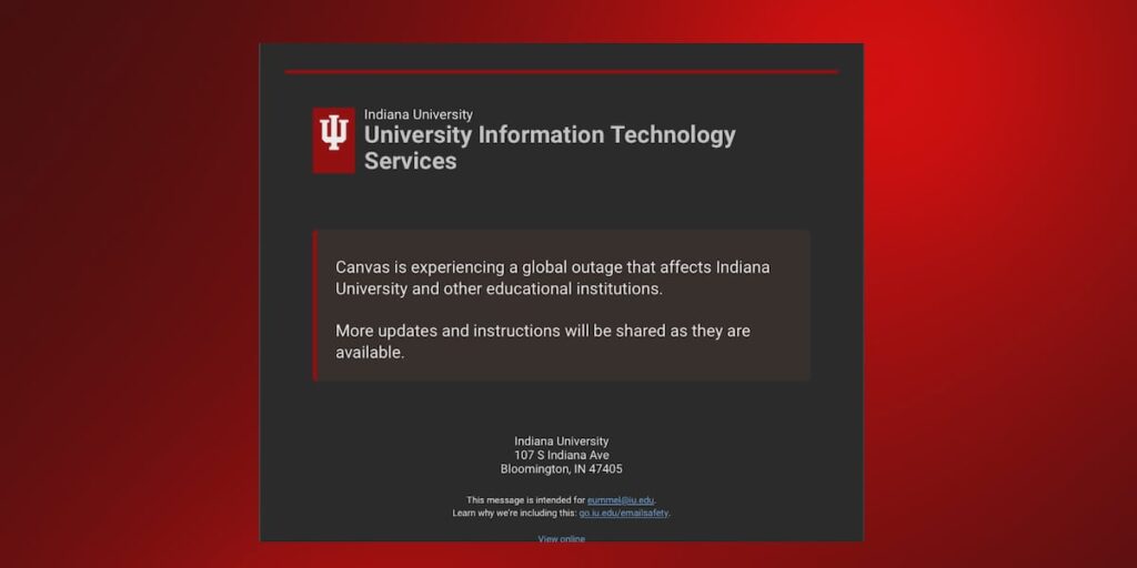 Indiana University Fort Wayne student reacts to global Canvas outage during finals