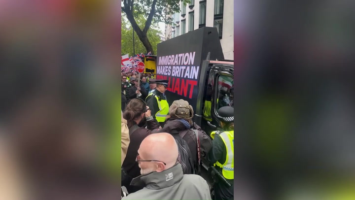 Led by Donkeys project ‘immigration is brilliant’ message at Tommy Robinson rally