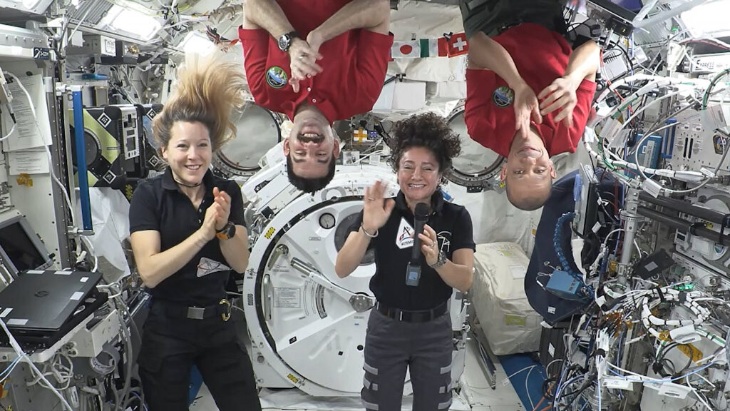Crew Works Microbiology, Advanced Tech and Congratulates New Artemis III Crew