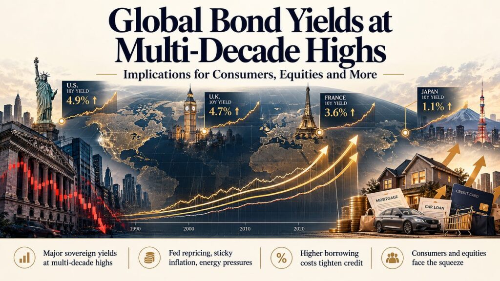 Global bond yields at multi-decade highs: Implications for consumers, equities and more